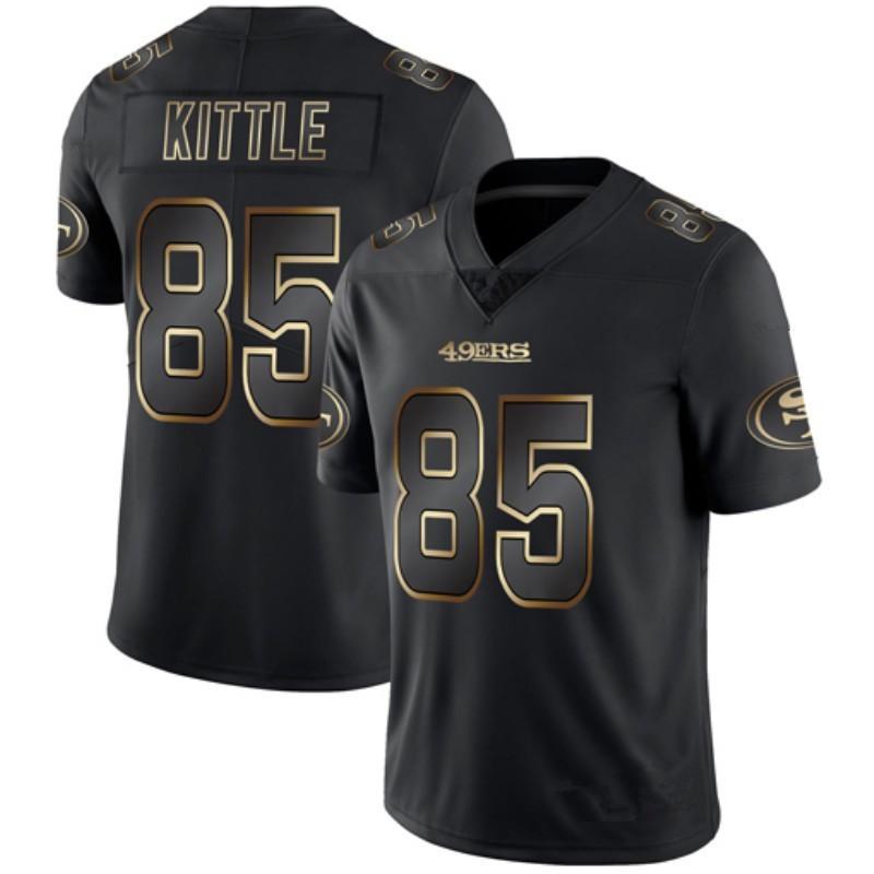 Pánský dres NFL týmu Bavlněná směs Fanouškovské oblečení Raiders 28 Saints 13 Cowboys 54 Eagles 86 Panthers 22 49ers 85 Černá zlatá edice