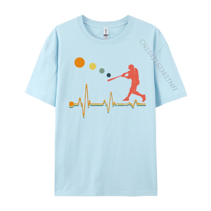 Unisex Unisex Boys Baseball Heartbeat Funky Student TShirt Normal Funny Tops Tees All Cotton Summer Tshirts Drop Shipping
