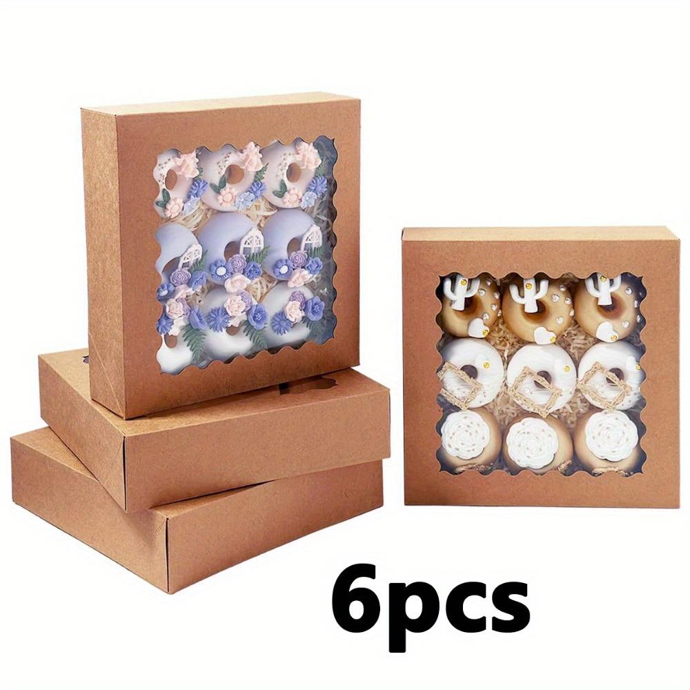 6pcs Treat Boxes with Window Paper Gift Box Treat Boxes Square Gift Packing Box for Gift Giving Party Wedding Anniversary Multipurpose Flip Top