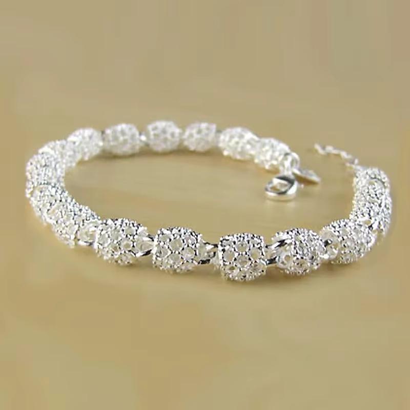 Personalized Flower Beads Charm Bracelets Women Exquisite Hollow Ball Silver Bracelet Adjustable Wedding Party Jewelry Gifts