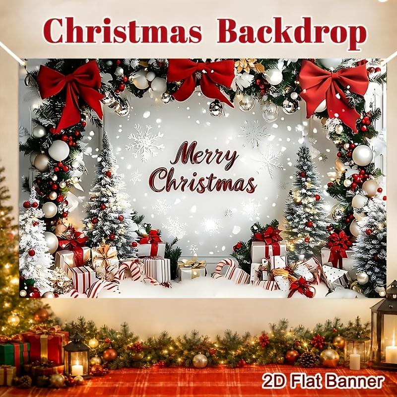 Premium Merry Christmas Wall Tapestry Polyester Xmas Holiday Banner Decoration Festive Snow Scene Art for Home Party Room Accent