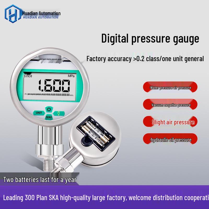 Digital High-Precision Intelligent Pressure Gauge for Water, Vacuum, and Air Pressures
