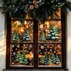 Snowflake Glass Sticker 2Pcs Christmas Window Clings Winter Green Pine Tree Static Easy Apply Stickers Snow Dots Xmas Decals for Home Shop
