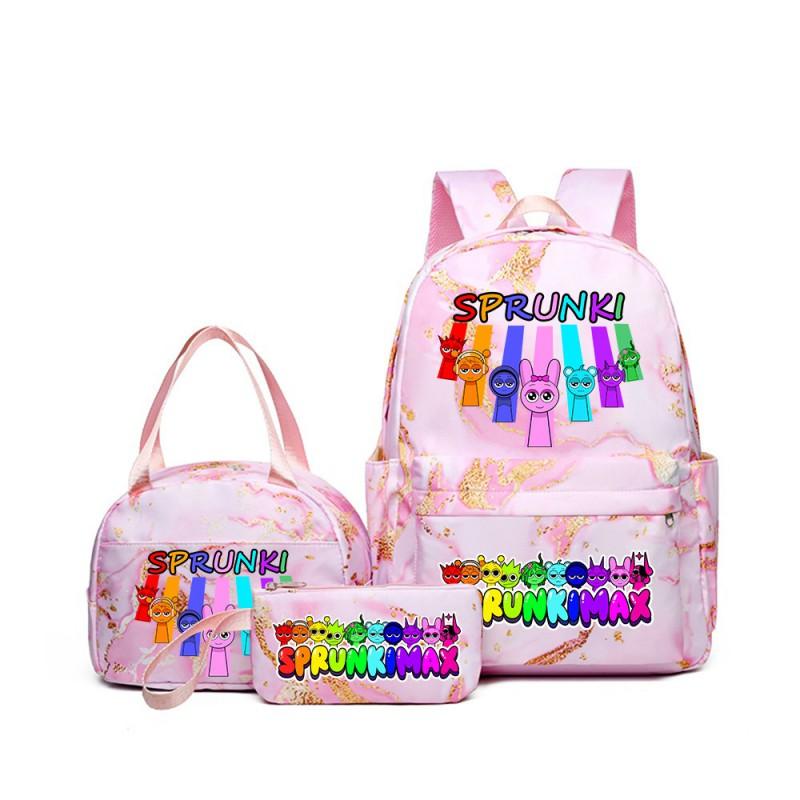 Sprunki Rhythm Box Cartoon Kids School Backpack Set With Lunch Bag Pencil Case Boys Girls