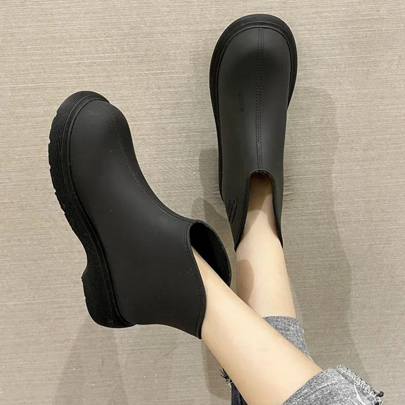 

WTEMPO женские короткие непромокаемые туфли, водонепроницаемые, однотонные, до щиколотки, модные уличные противоскользящие туфли для воды, дропшиппинг, оптовая продажа 40 чёрный