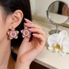Summer Flower Design Alloy Earrings For Women With Zirconia Sparkle