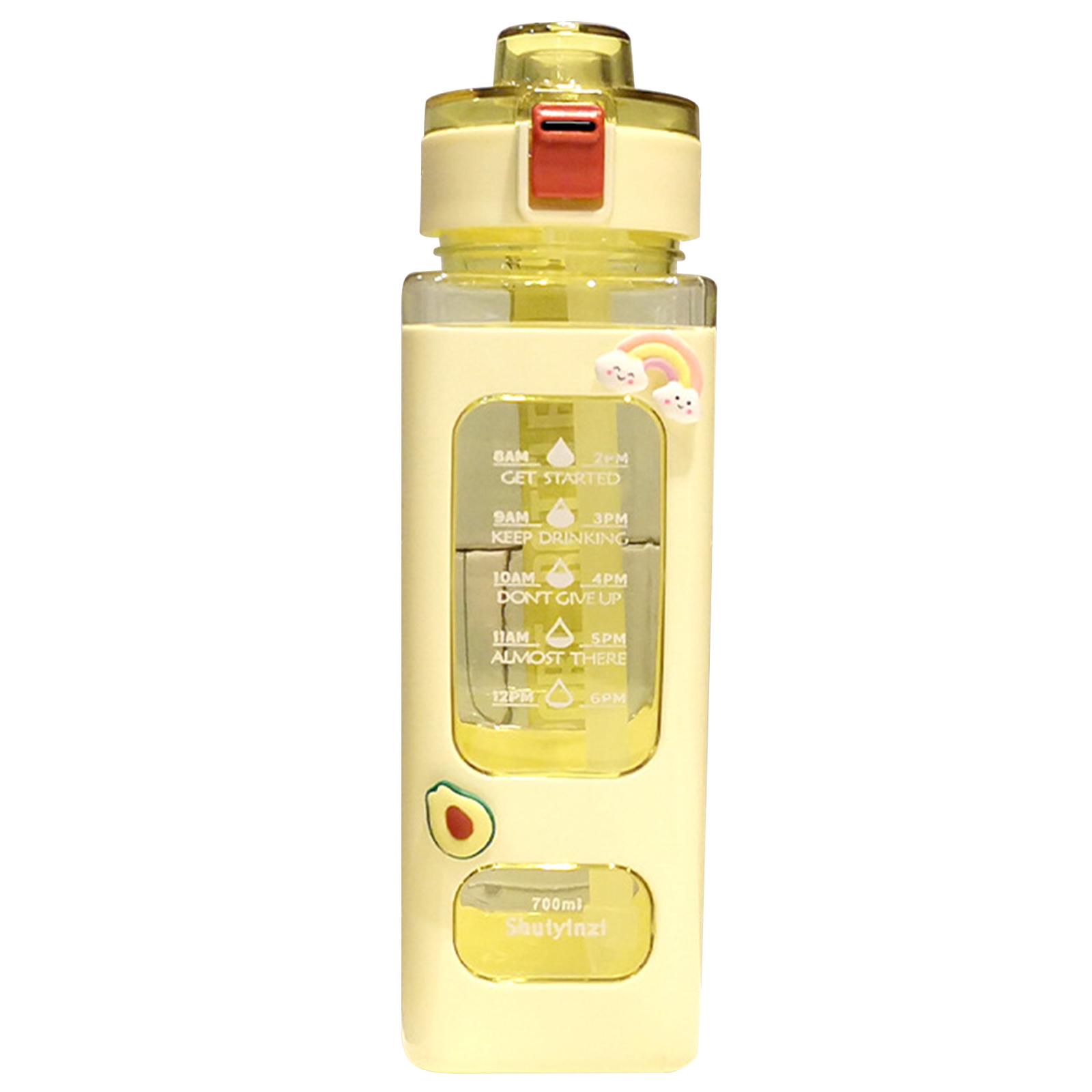 

Квадратная бутылка для молока, 700 мл, с маркером времени, без бисфенола А, портативная спортивная, уличная, для путешествий, кружка для чая с молоком, чашка для кофе, сока жёлтый