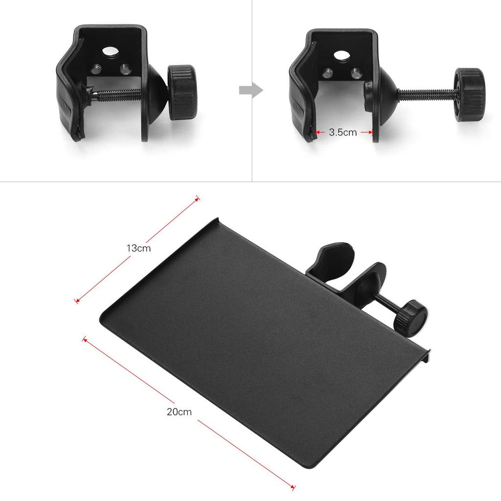 Btuty Clamp-on Tray Microphone Stand, Metal, with Mounting Clamp