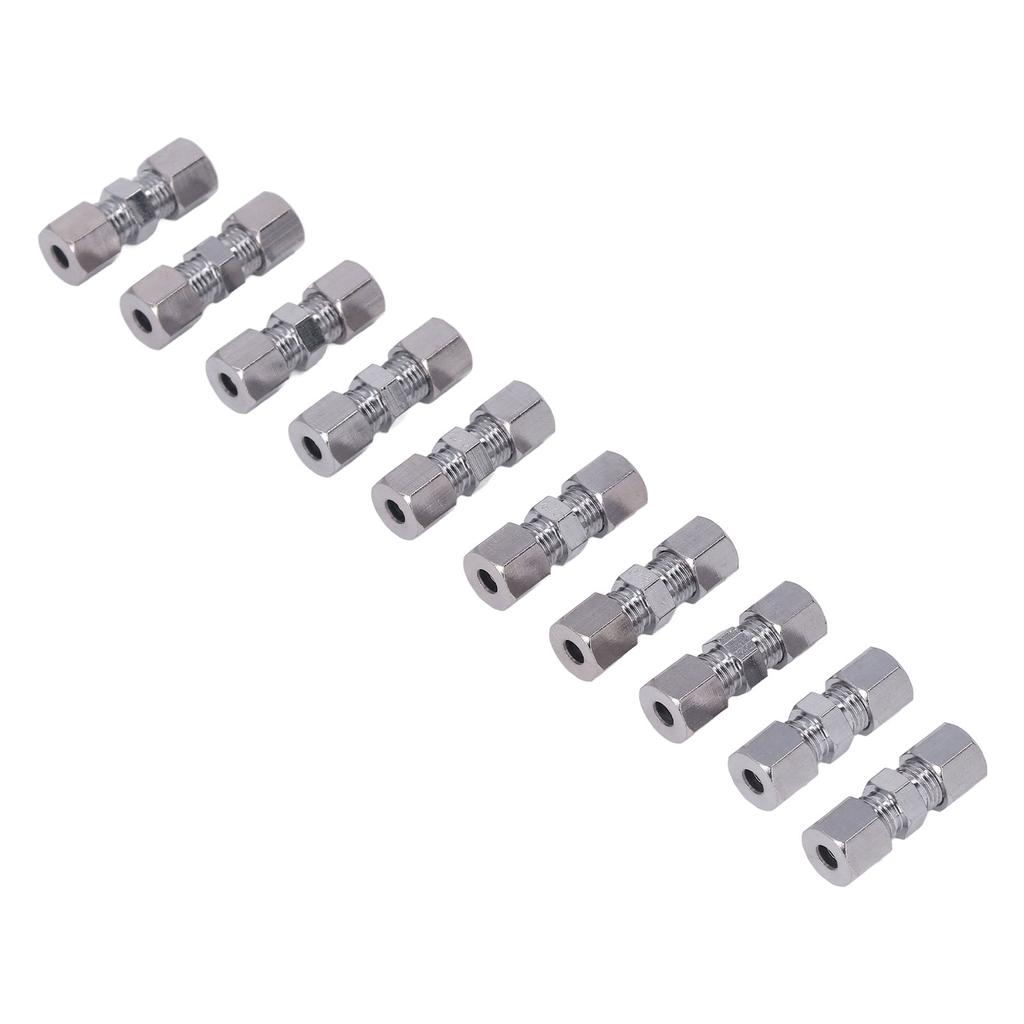 10Pcs Brake Line Connector Chrome Plated Copper Brake Pipe Fitting for 4.75mm Dia Tube