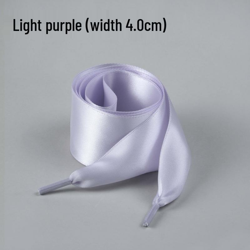 Silk Ballet Style Wide Flat Shoelaces with Bow, Suitable for Wide Holes In White or Black