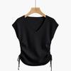 Französischer Eis-Seiden-Strickpullover Damen Sommer Neu V-Ausschnitt Kordelzug Figurbetont Dünnes T-Shirt Ärmelloses Top