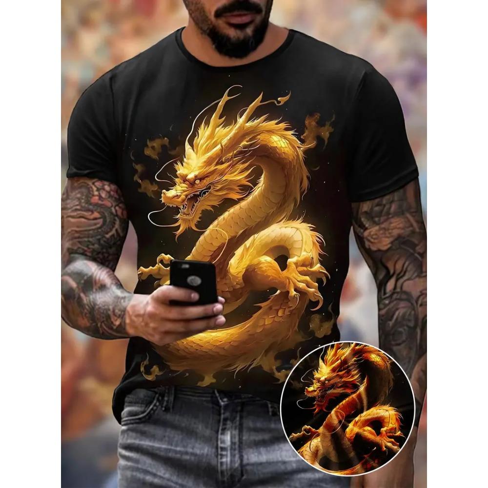 Herr T-shirts 3D Draktryck Kortärmad Casual O-hals Pullover Street Utomhus Toppar Tee Utomhus Sportskjorta Oversized Kläder