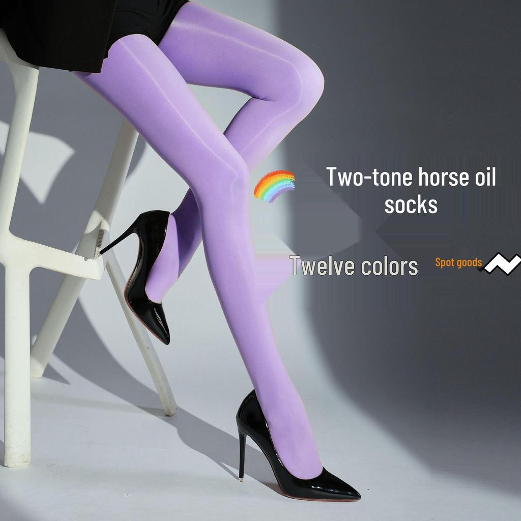 Medias Coloridas 912 Agujas Ultra-Transparentes Aurora Brillantes Aceite de Caballo 8D Talla Grande Anti-Enganches