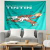 Arazzo da Parete con Stampa Le Avventure di Tintin, Sfondo, Montaggio Facile, Ideale per Camera da Letto, Ufficio e Soggiorno, con Decorazione Estetica da Appendere alla Parete.