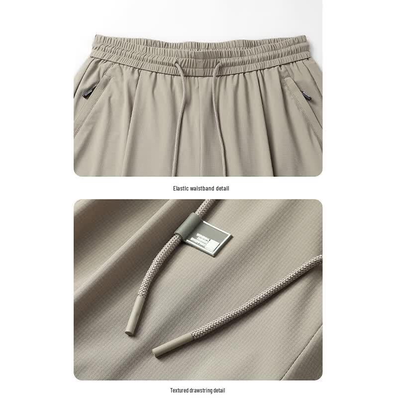 MiiOW Men's Summer Ice Silk Quick-Dry Stretch Cropped Casual Pants