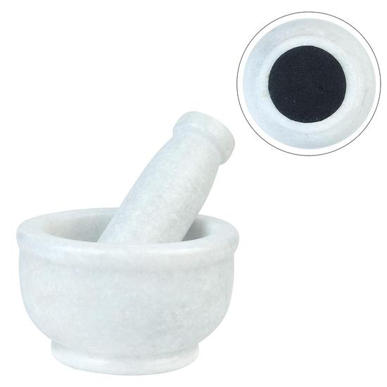 Crocon White Marble Mortar and Pestle Set – 5 Inch Pill Crusher, Herb Grinder for Spices, Silbatta for Chutney, Kitchen Essentials Products