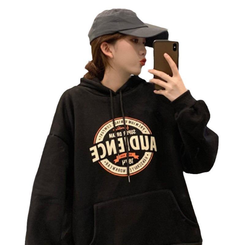 Plush Loose Hooded Sweatshirt for Women Autumn and Winter Long Sleeved Pullover Hoodies Top for Couple