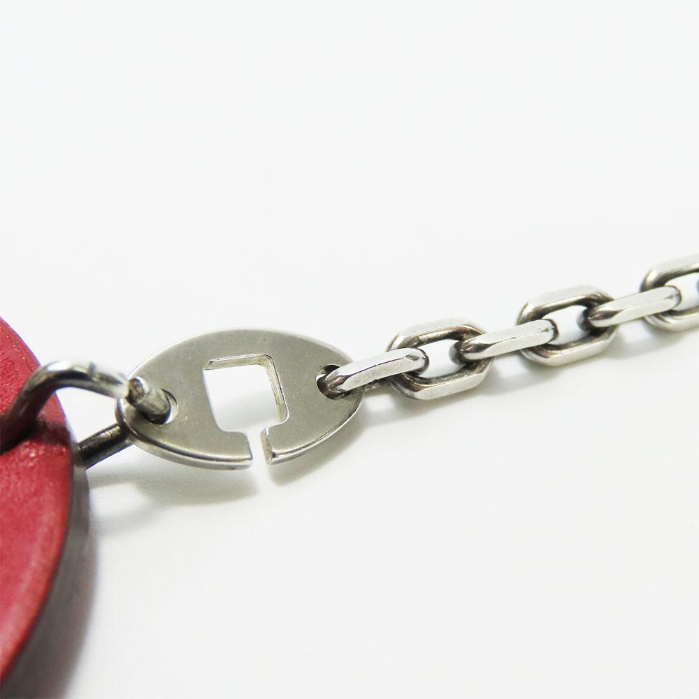 Used HERMES Bag Charm Animal Cow leather/Silver925 Red Accessory
