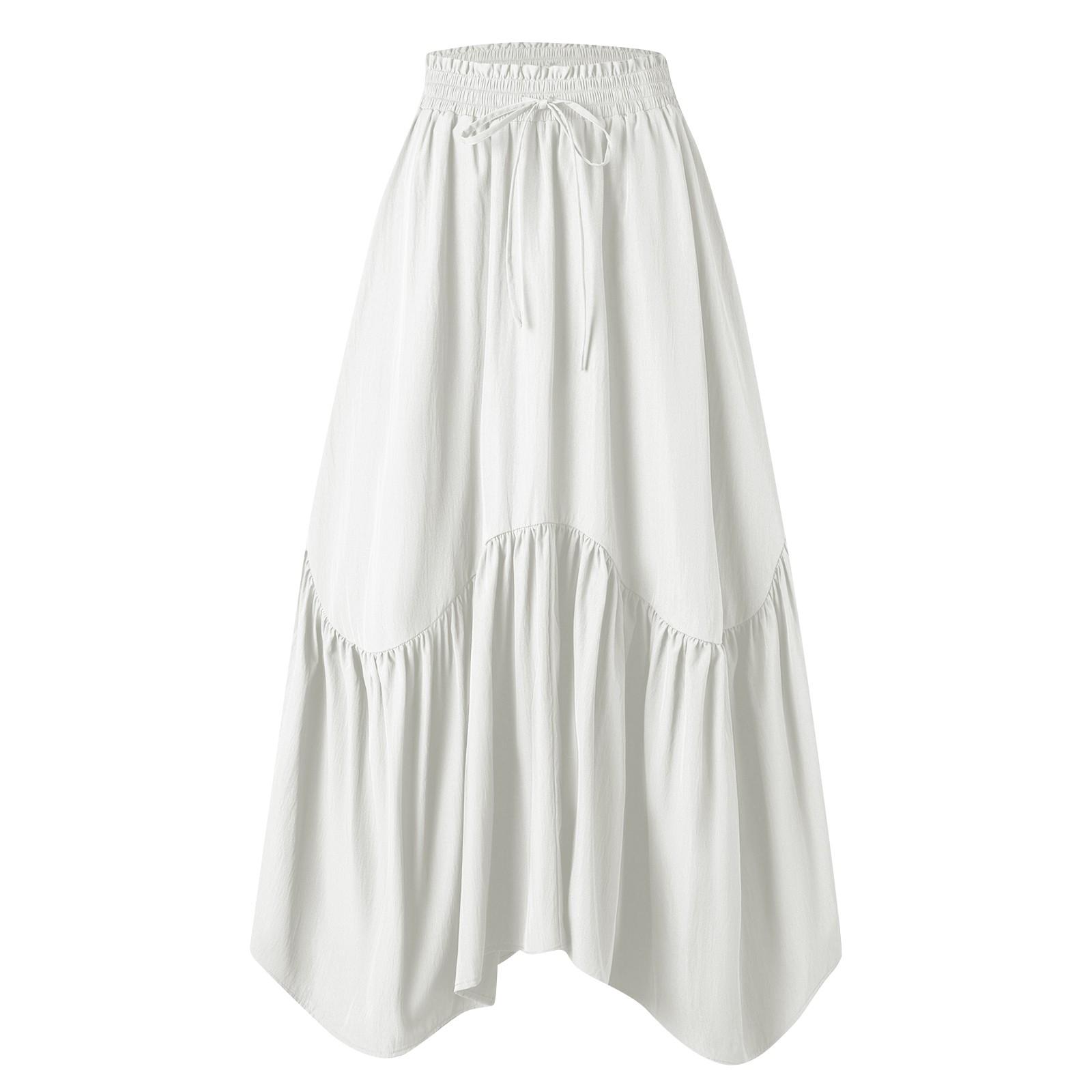 

Женская модная ретро длинная юбка с высокой талией и карманами M белый