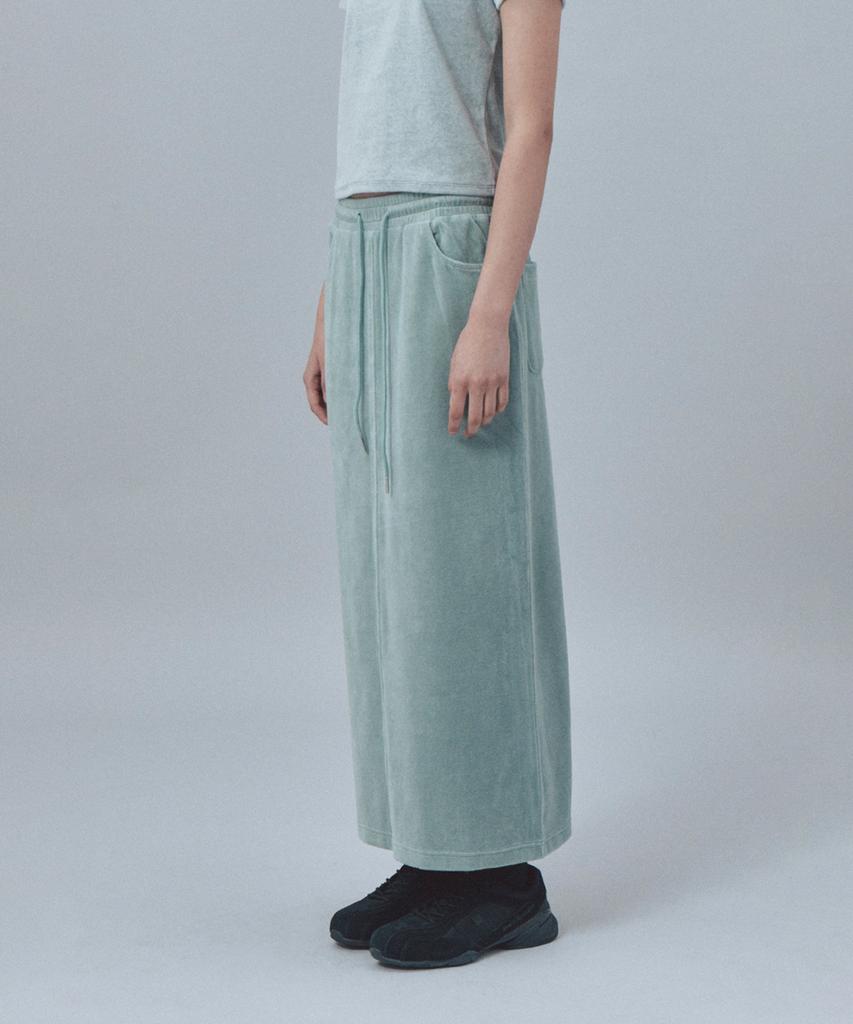 Rest And Recreation Velvet Maxi Skirt - Mint