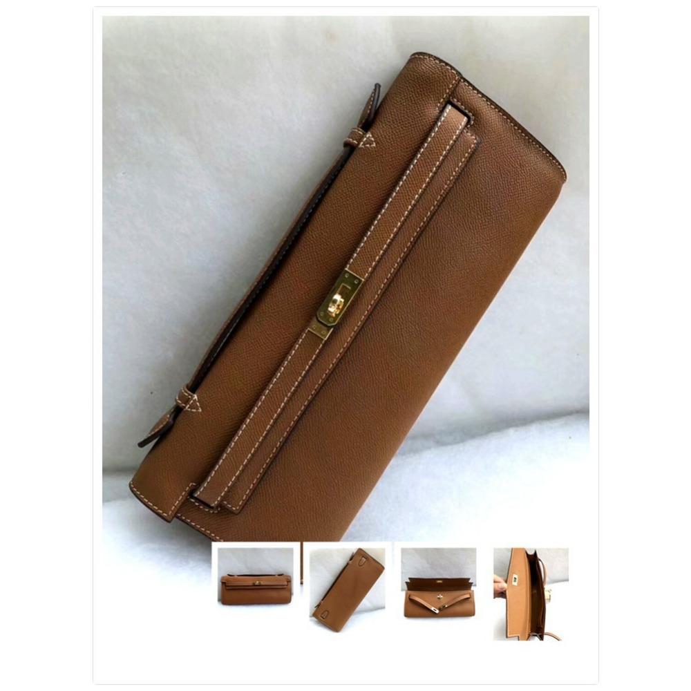 New KL long handbag cowhide women s bag fashion temperament bag crocodile pattern palm pattern tide 31x14x2cm