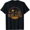 Vintage Valdez, Alaska Mountain Hiking Souvenir Print T-Shirt