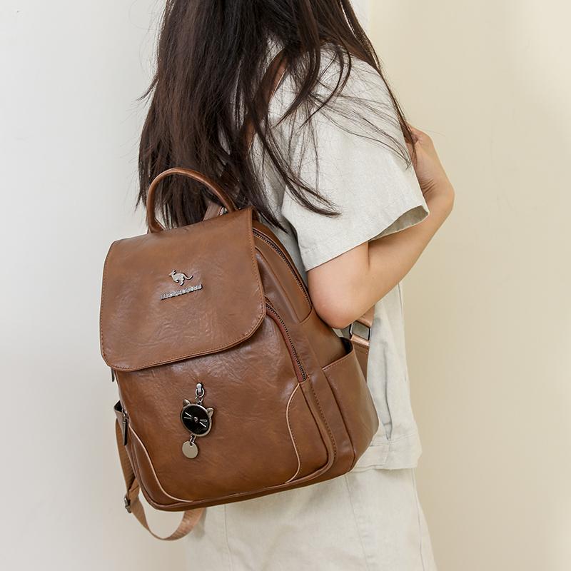 Umwandelbarer Klappen-Rucksack-Tasche mit Seitentaschen, lässiger Faux-Leder-Tagesrucksack für Damen, für den täglichen Gebrauch