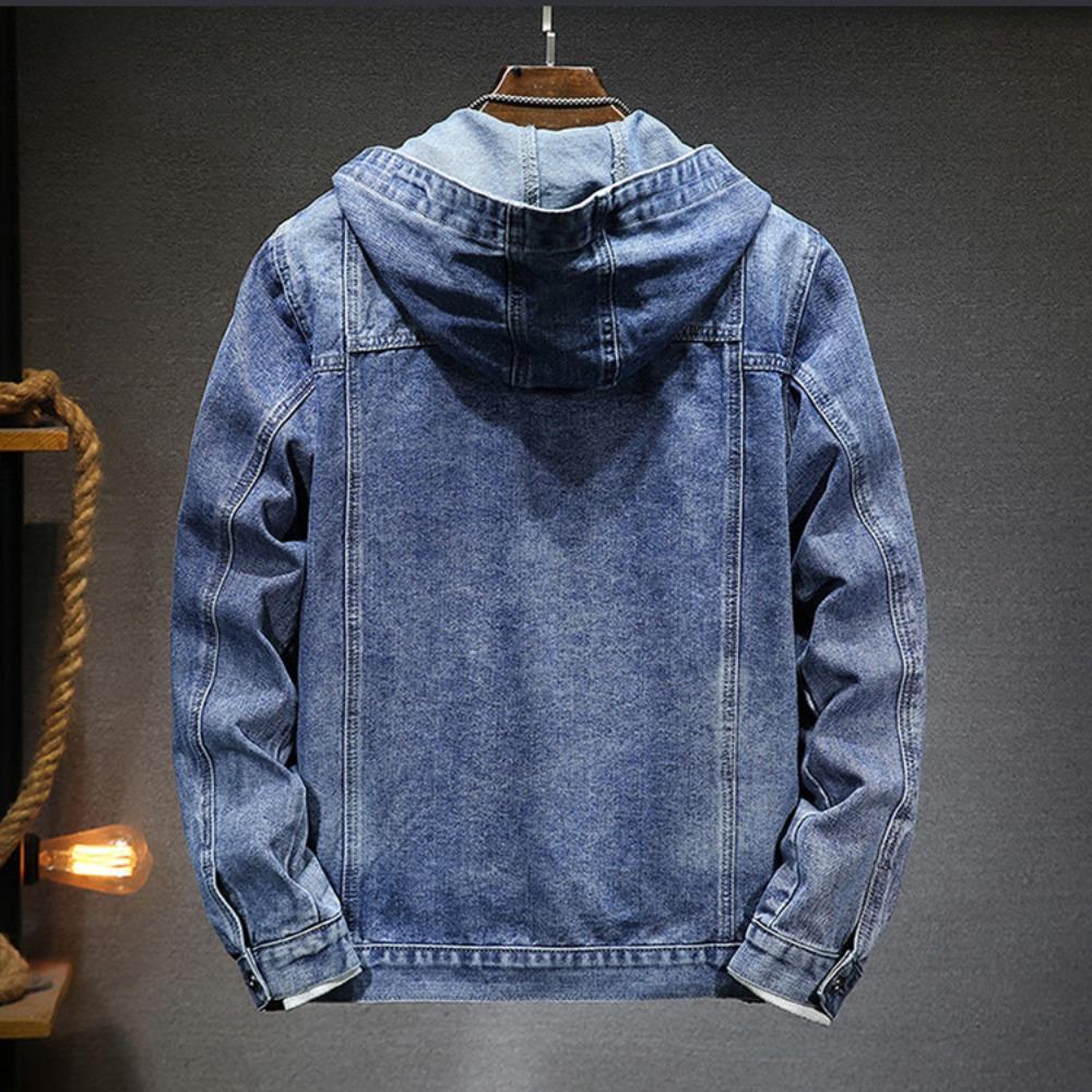 Nowa Modna Męska Kurtka Jeansowa z Kapturem Casualowa Moda Sportowa Kurtka Jeansowa Kurtka Jeansowa z Kapturem dla Mężczyzn