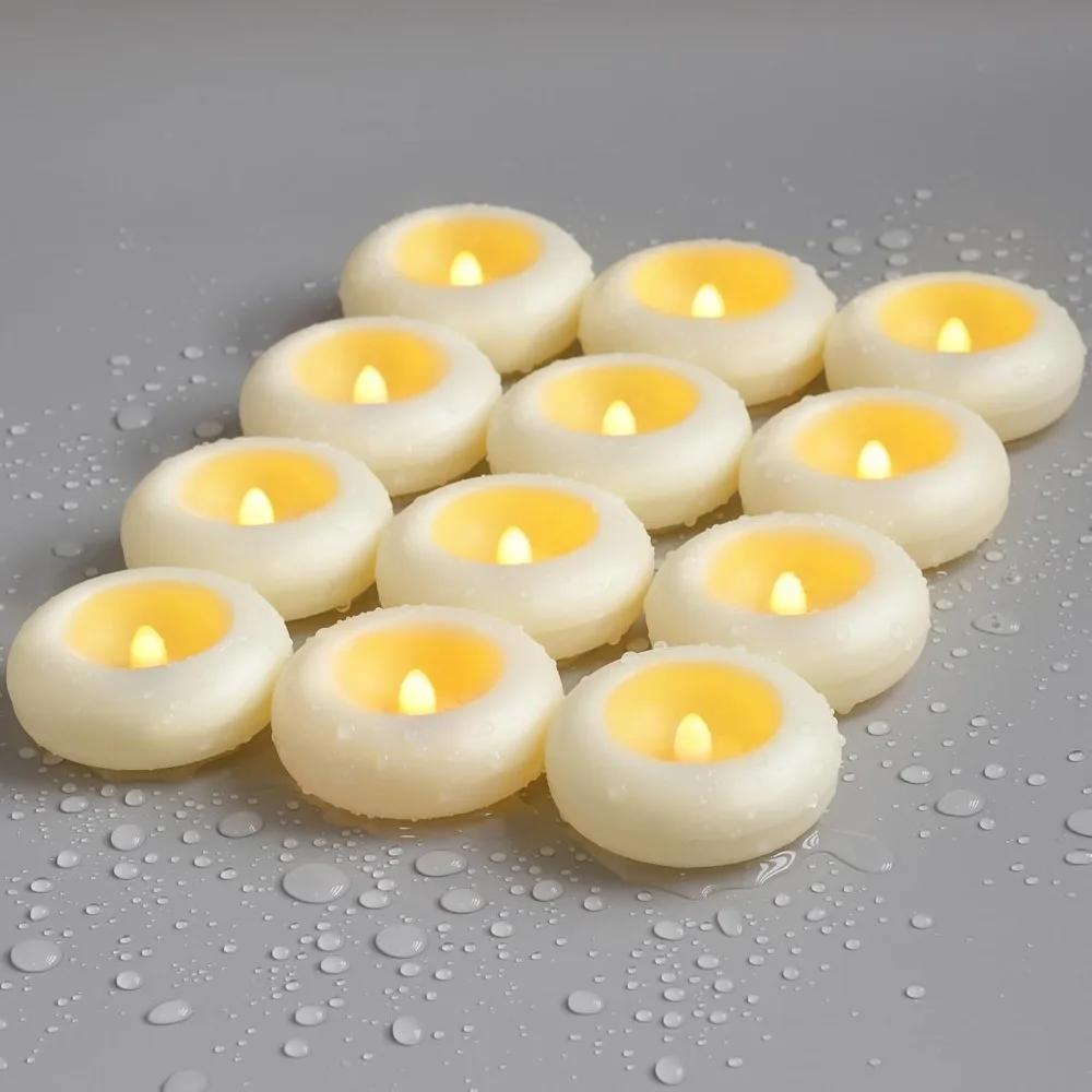 3/6Pcs Water Floating Tea Light Flameless Waterproof Led Candle Lamp Flashing for Bathtub Swimming Pool Centerpiece Decoration