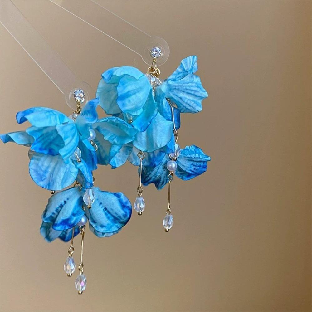Imitation Pearl Long Tassel Earrings Sweet Temperament Dangle Earrings  Summer