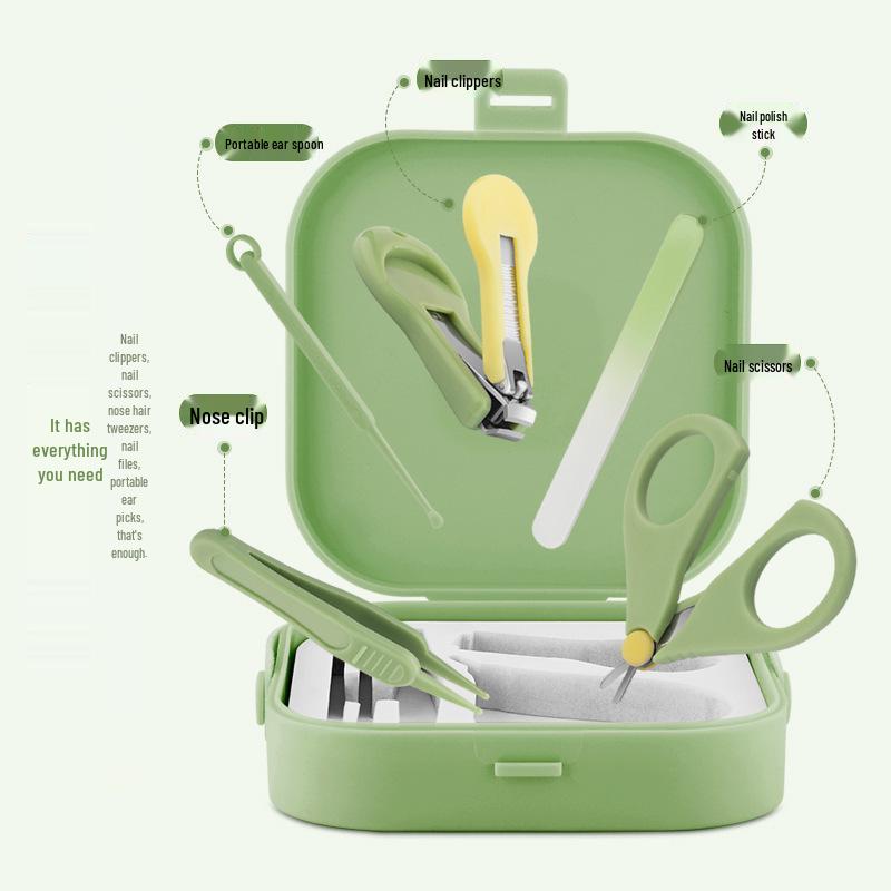 Portable Baby Nail Care Set: Clippers, Scissors, File, Ear Pick