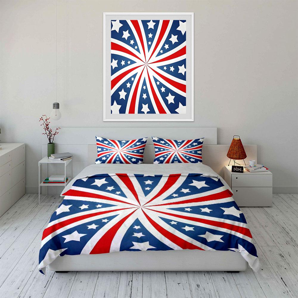 Patriotic Three-Piece Decor Set Soft Comfortable Duvet Cover Bedding Set Included 1*Duvet Cover & 2*Pillowcases, Gift