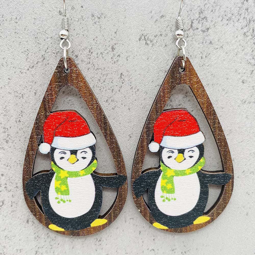 Festive Wooden Earrings: Gingerbread Man, Christmas Tree, Santa Claus, Snowman Prints