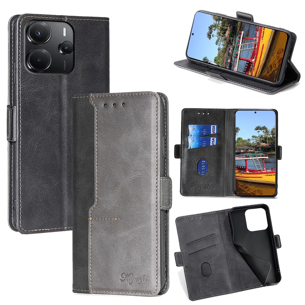 

For Xiaomi Redmi Note 14 4G (164.84mm) Case Contrast Color Wallet Leather Phone Cover A