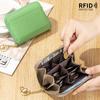 New First-layer Cowhide Short Partition Layer Coin Change Bag RFID Japanese Multi-functional Mini Wallet Women