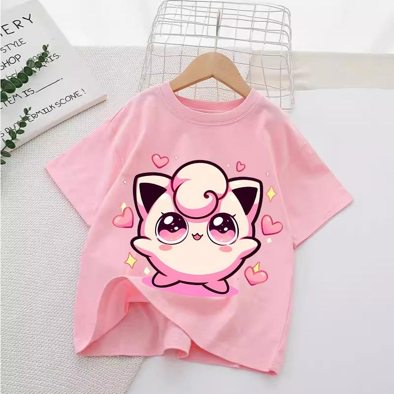 Pokemon Kids T-Shirts Anime Pikachu Jigglypuff Printed Shirts Tops Cartoon Boys Girls Summer Clothes Short Sleeves Tees New Gift