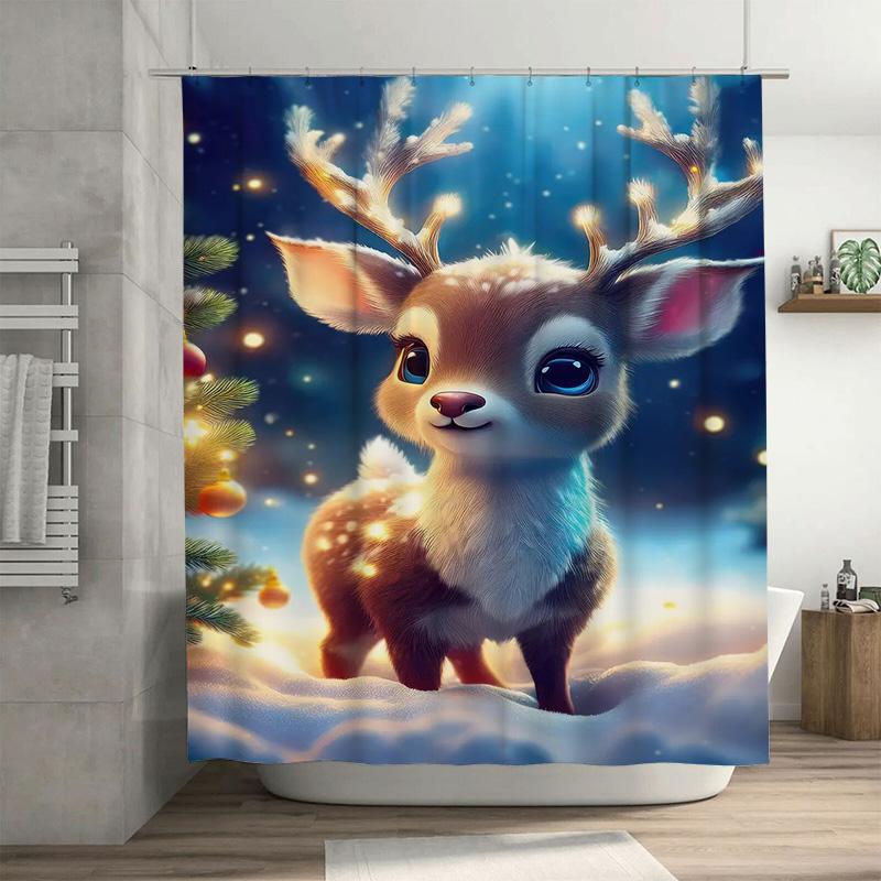 

Tuniu Enchanting Forest Deer Shower Curtain Cute Woodland Animal Bathroom Decor Whimsical Nature Backdrop Cozy Home Spa Vibes Ma W60H190(CM)-1 Pcs