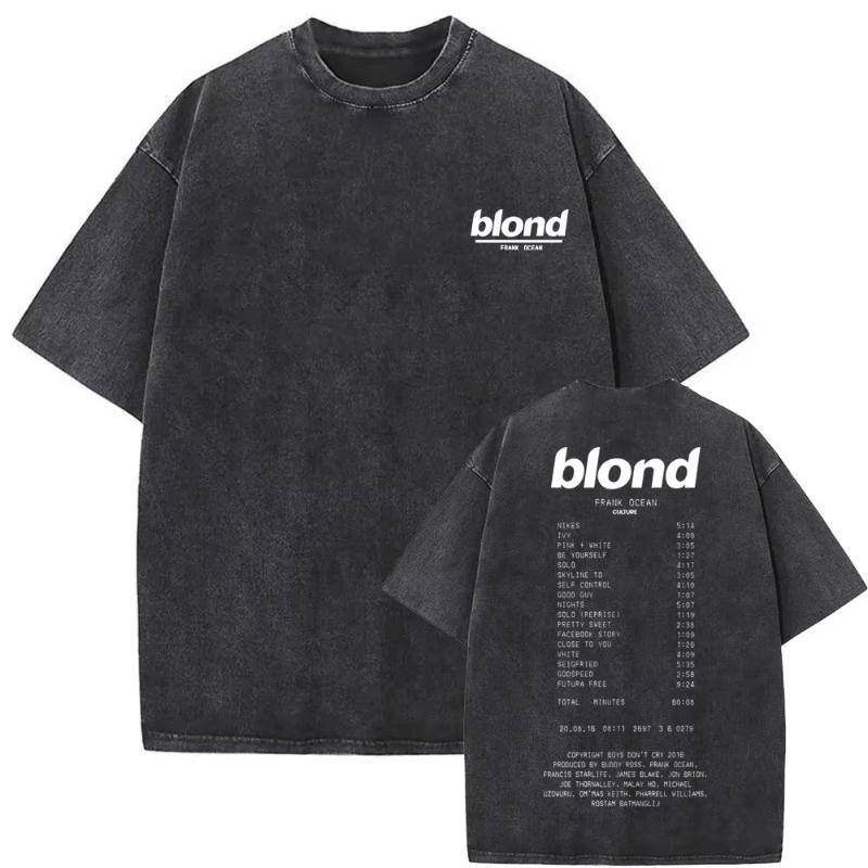 Washed Vintage Rapper Frank Oversized Tshirt Blond Graphic Tshirts Unisex Women Ocean Hip Hop T Shirt Unisexs Fashion Casual Tees