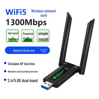Dual-Band 2.4G/5.8G USB Wireless Network Adapter for Desktop - Driver-Free WiFi Receiver and Transmitter