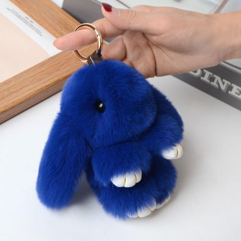Fashion Pluff Bunny Keychain Lovely Rabbit Fur Keychain Play Dead Rabbit Doll  Women