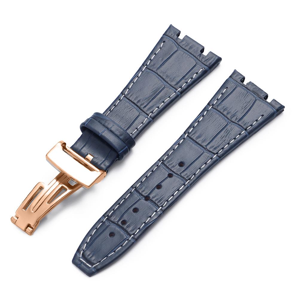 Top Layer Genuine Cowhide Watch Strap for AP Audemars 15400 15703 26320 Royal Oak Offshore Series Men27mm Black Brown Watch Band