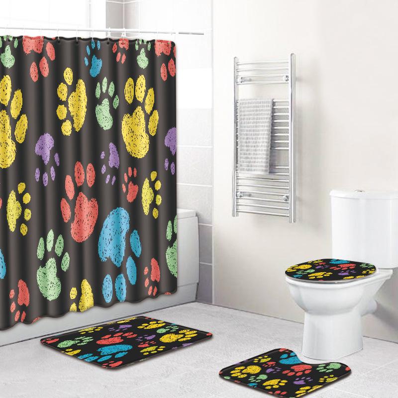 Colored Animals Elephant Lion Horse Bathroom Non-Slip Floor Mat Shower Curtain Carpet Personality Cool