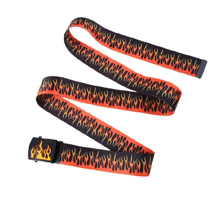 Korean Style Unisex Flame Grain Waistband 130cm Length Adjustable Canvas Belt
