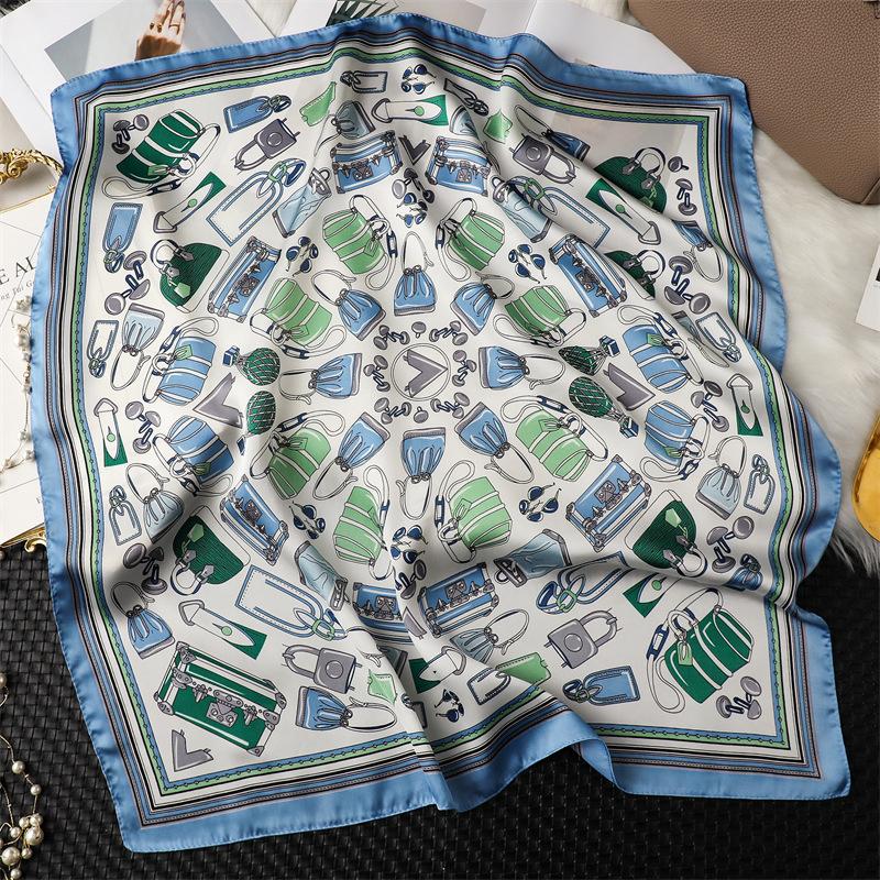 Fashion Kerchief Silk Satin Neck Scarf For Women Print Hijab Scarfs Female 70*70cm Square Shawls and Wraps Scarves For Lady