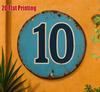 Vintage Number  Distressed Blue D Flat Round Metal Sign  Retro Industrial Wall Decor for Home Garage