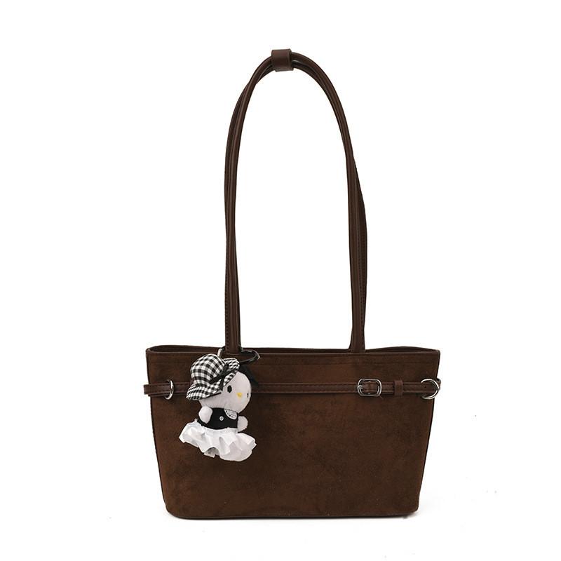 Pu Suede Shoulder Bag For Women With Zipper Closure And Inner Pouch For Daily Use