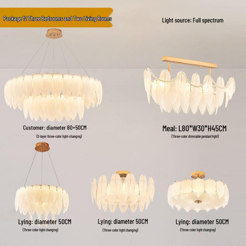 Modern French Cream Feather Pearl Chandelier - Stylish Post-Modern Living Room and Bedroom Lighting