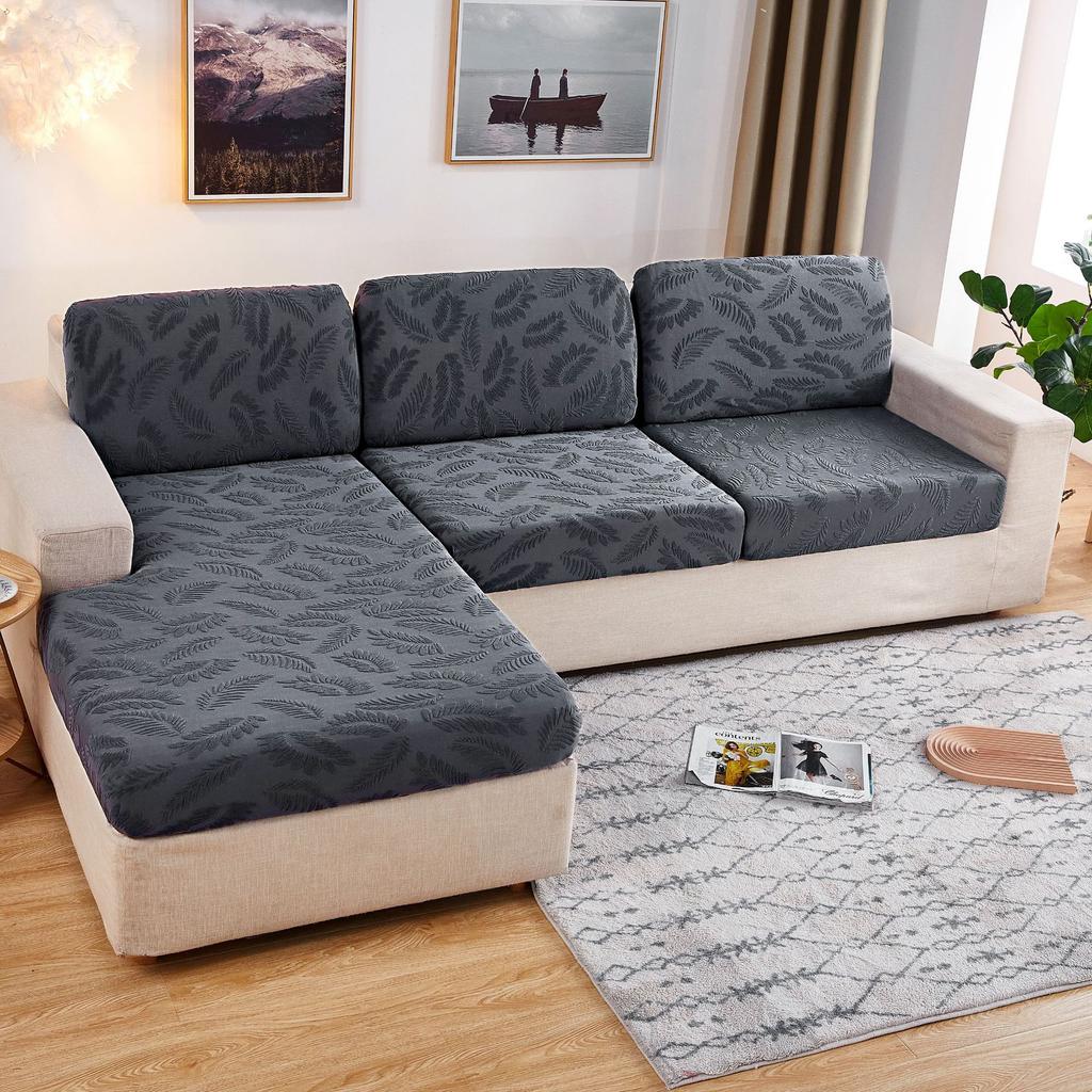European Knitted Sofa Cover Delicacy Feather Pattern Cushion Cover Luxury Elastic Stretch Spandex Sofa Protector