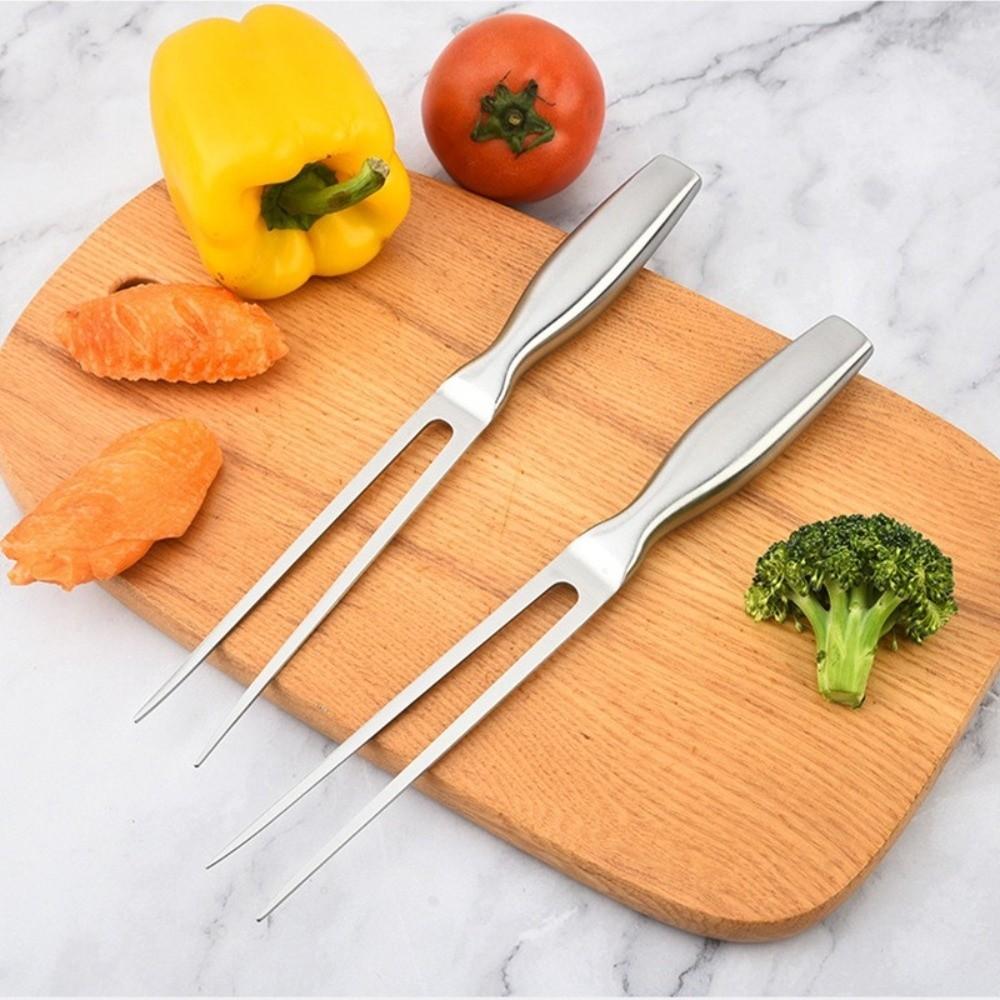Stainless Steel Meat Cooking Fork 2-Fork Grill Skewers Kitchen Accessory Barbecue Tool  Kitchen