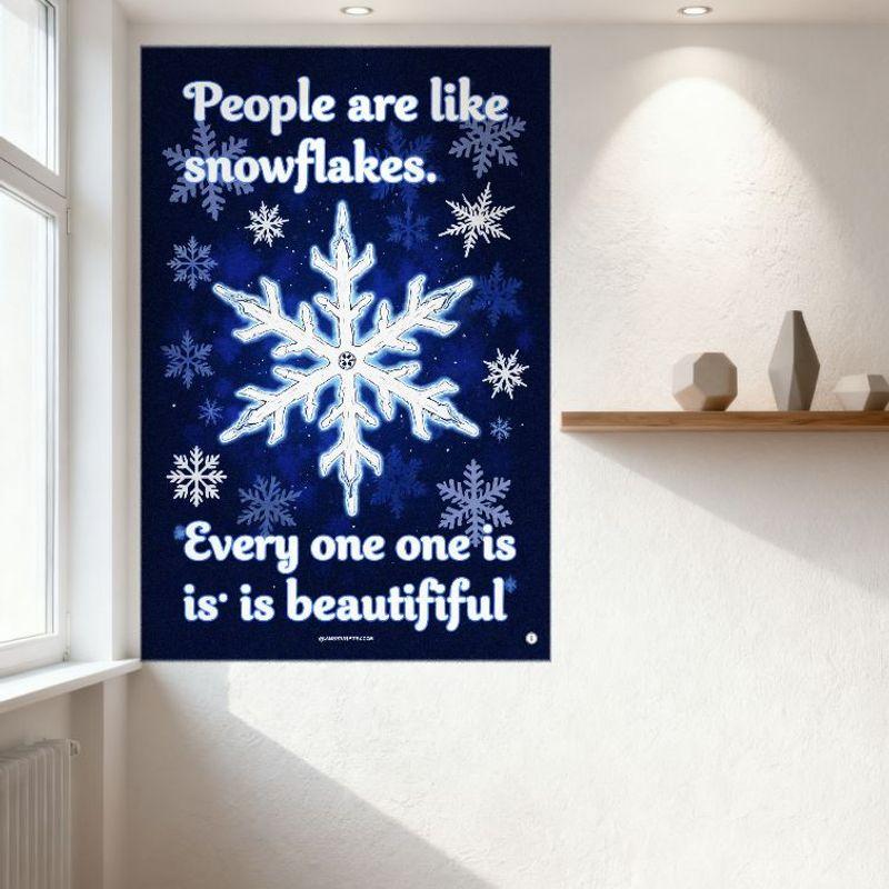 People are Like Snowflakes Metal Tin Sign - Vintage Inspirational Quote Wall Decor with Snowflake Pattern, Home Bar Man Cave Clu